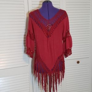 Love J Paisley Fringe Poncho Size 3X